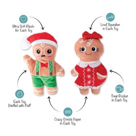 Fringe Studio Here They Crumb Gingerbread Couple Christmas Dog Toys image 0