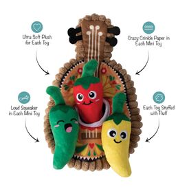 Fringe Studio Fiesta Till You Siesta Guitar & Chili Hide & Seek Burrow Dog Toy image 0