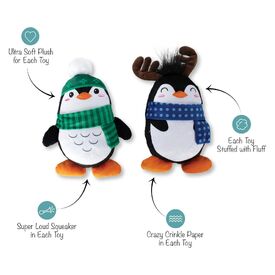 Fringe Studio Winter Waddle Land Plush Squeaker 2-Piece Christmas Dog Toy image 0