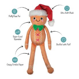 Fringe Studio Seasons Eatings! Plush Squeaker Christmas Extra Long Dog Toy image 0