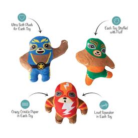 Fringe Studio Little Taste Of Glory Mexican Wrestlers 3-piece Small Dog Toys image 0