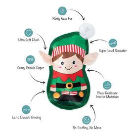 Fringe Studio Just Being My-Elf Plush No-Stuffing Squeaker Christmas Dog Toy image 0