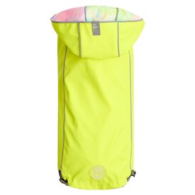 GF Pet Reversible Elasto-Fit Dog Raincoat in Neon Yellow/Soft Tie Dye image 0