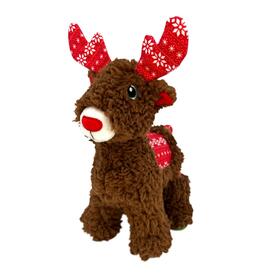 KONG Christmas Holiday Sherps Plush Multi-textured Squeaker Dog Toy - Reindeer image 0