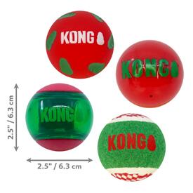 KONG Christmas Holiday Occasions Balls for Dogs - Pack of 4 Medium Balls image 0