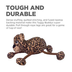 Outward Hound Tuggy Buddys Plush Squeaker Dog Tug Toy - Leopard image 0