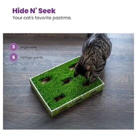 Petstages Grass Patch Hunting Box Interactive Cat Toy with Faux Grass image 0