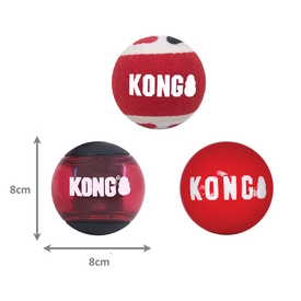 3 x KONG Signature Balls Fetch Dog Toys - 3 x 3-Pack Large Assorted (9 Total) image 0