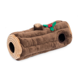 Zippy Paws Holiday Burrow Interactive Squeaker Dog Toy - Yule Log image 0