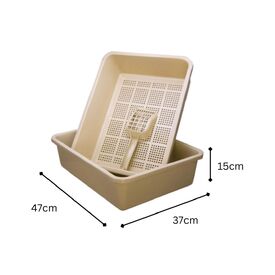 Cat Mate Litter Double Sieve Tray & Scoop for Natural Litters - Beige image 1