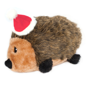 Zippy Paws Plush Squeaker Dog Toy - Christmas Holiday Hedgehog image 1