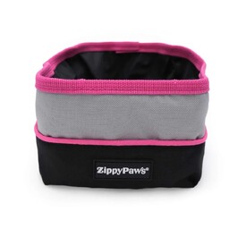 Zippy Paws Adventure Bowl On-the-Go Food & Water Bowl in Teal or Pink Trim image 1