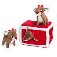 Zippy Paws Christmas Burrow Interactive Dog Toy - Reindeer Pen image 1