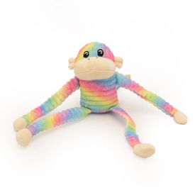 Zippy Paws Spencer the Crinkle Monkey Dog Toys - 2-Pack Small Rainbow & Blue image 1