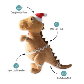 Fringe Studio Cookie-Saurus Dino Plush Squeaker Christmas Dog Toy image 1