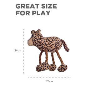 Outward Hound Tuggy Buddys Plush Squeaker Dog Tug Toy - Leopard image 2
