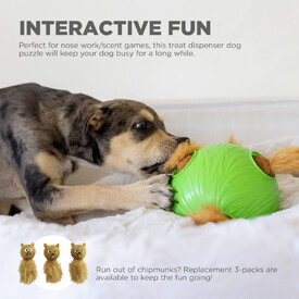 Outward Hound Dog Snuffle N' Treat Ball Puzzle with 6 Plush Chipmunks image 2