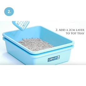 Cat Mate Litter Double Sieve Tray & Scoop for Natural Litters - Beige image 3