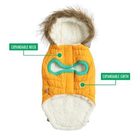 GF Pet Elasto-Fit Adjustable Reversible Chalet Dog Puffer Jacket in Sand/Lime image 5