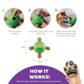 Outward Hound Dog Snuffle N' Treat Ball Puzzle with 6 Plush Chipmunks image 5