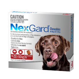 NEXGARD FOR DOGS 25.1-50KG - Red 6 Pack