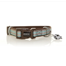 Doog Neoprene Clip Dog Collar - Benji - Aqua Blue & Brown Chevron