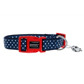 Doog Neoprene Antibacterial Dog Collar with Clip - Stella - Navy with White Spots