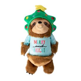 Fringe Studio Sloth Turn On The Fun Plush Squeaker Christmas Dog Toy