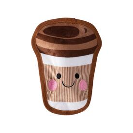 Fringe Studio Happy Coffee No Stuffing Plush Dog Toy