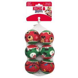 KONG Christmas Holiday SqueakAir Balls Dog Toy - Pack of 6