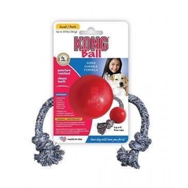 KONG Classic Ball with Rope Non-Toxic Rubber Fetch Dog Toy - Small