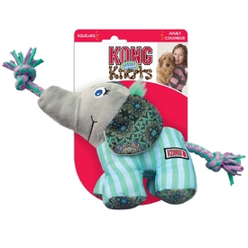 KONG Knots Carnival Canvas Plush Dog Toy with Rope - Elephant