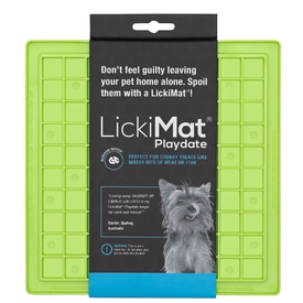 Lickimat Playdate Original Slow Food Licking Mat for Cats & Dogs - Green