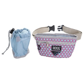 Doog Treat Pouch with Removable Internal Pouch for Dog Treats - Luna - Pink with Blue Droplets