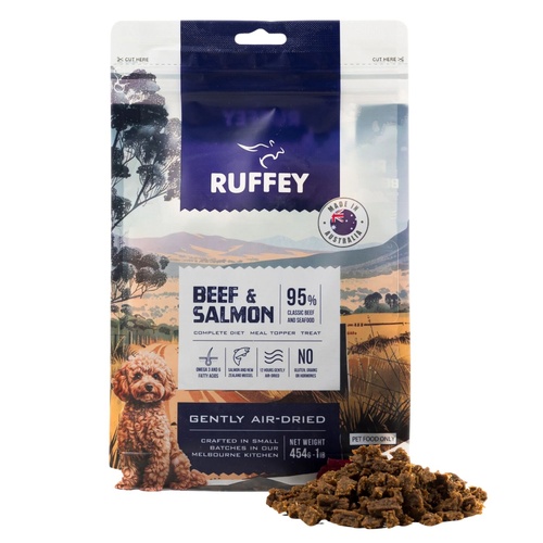 Ruffey Air-Dried Australian Dog Food & Meal Topper - Beef & Salmon 454g - Natural, Healthy Food for Dogs main image