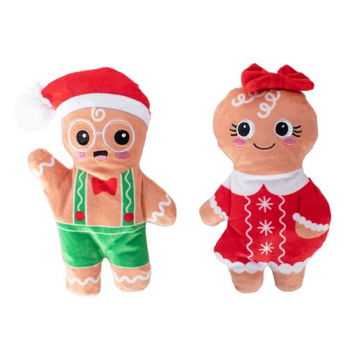 Fringe Studio Here They Crumb Gingerbread Couple Christmas Dog Toys main image