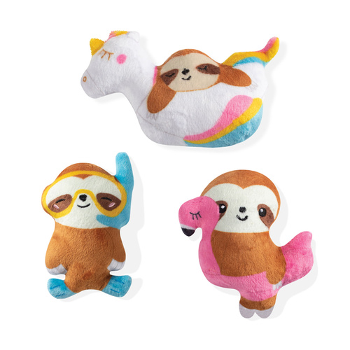 Fringe Studio Minis Summer Sloths 3-Piece Plush Dog Toy Set main image