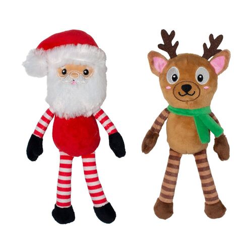 Fringe Studio Friends At Frost Sight Santa & Reindeer Plush Christmas Dog Toys main image