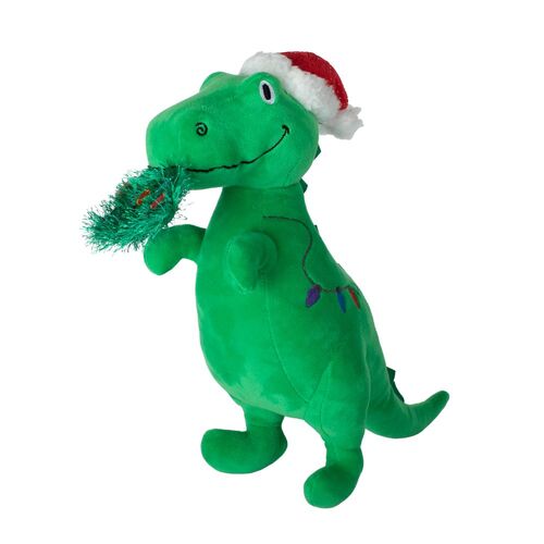 Fringe Studio T-Rex Hungry For The Holidays Plush Squeaker Christmas Dog Toy main image