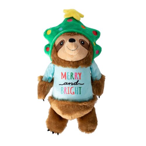 Fringe Studio Sloth Turn On The Fun Plush Squeaker Christmas Dog Toy main image