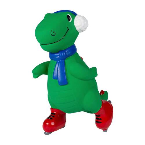 Fringe Studio Rexy On Ice Natural Latex Squeaker Christmas Dino Dog Toy main image