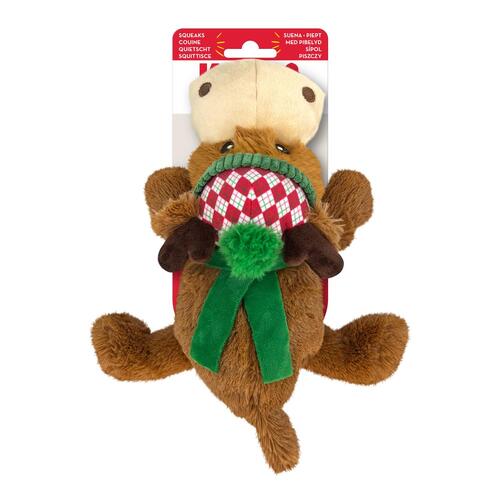 KONG Christmas Holiday Cozie Plush Squeaker Dog Toy - Reindeer main image