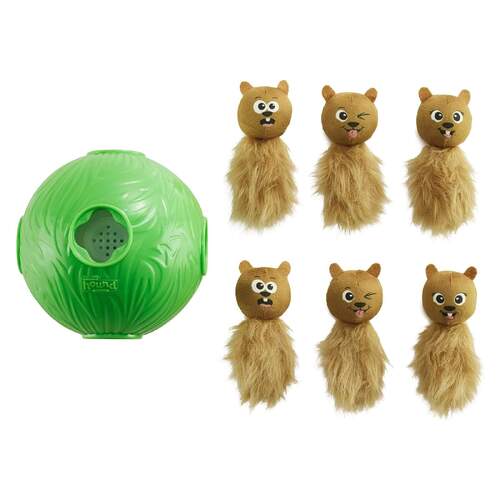 Outward Hound Dog Snuffle N' Treat Ball Puzzle with 6 Plush Chipmunks main image