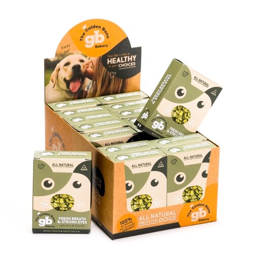 Golden Bone Bakery POS Display 16 x 40g - Fresh Breath & Strong Eyes Dog Treats main image