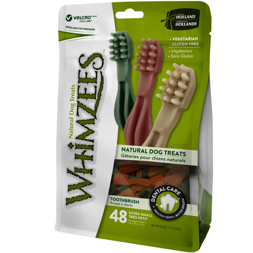 Whimzees Grain Free Veggie Dental Treats Toothbrush for X-Small Dogs - 48-Pack main image