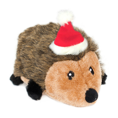 Zippy Paws Plush Squeaker Dog Toy - Christmas Holiday Hedgehog main image