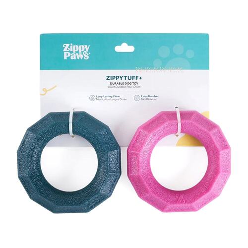 Zippy Paws ZippyTuff+ Dog Toy - Small Ring 2-Pack - Emerald & Magenta  main image