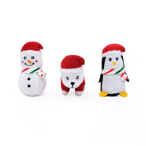 Zippy Paws Holiday Miniz Plush Squeaker Dog Toys - Festive Animals 3-Pack main image