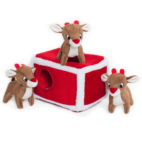 Zippy Paws Christmas Burrow Interactive Dog Toy - Reindeer Pen main image