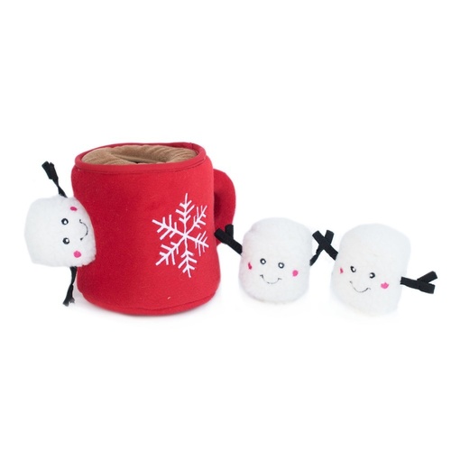 Zippy Paws Christmas Holiday Burrow Dog Toy - Hot Cocoa & Marshmallows main image